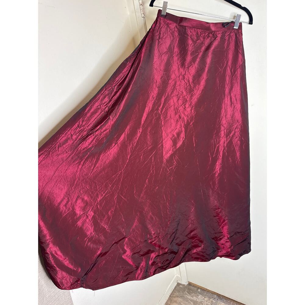 VTG Jessica McClintock Burgundy Taffeta Maxi Skirt Y2K Prom Dark Romance Sz10 - Picture 7 of 7